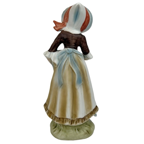 Vintage Lefton Harvest Figurine #6988 Bisque Porcelain Girl With Goose - Picture 3 of 8